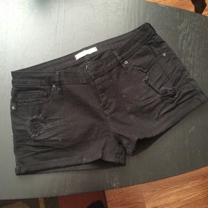 Pacsun Bullhead distressed black jean shorts