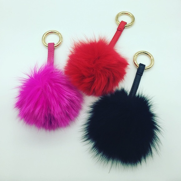 Real Fur Pom Pom Keychain