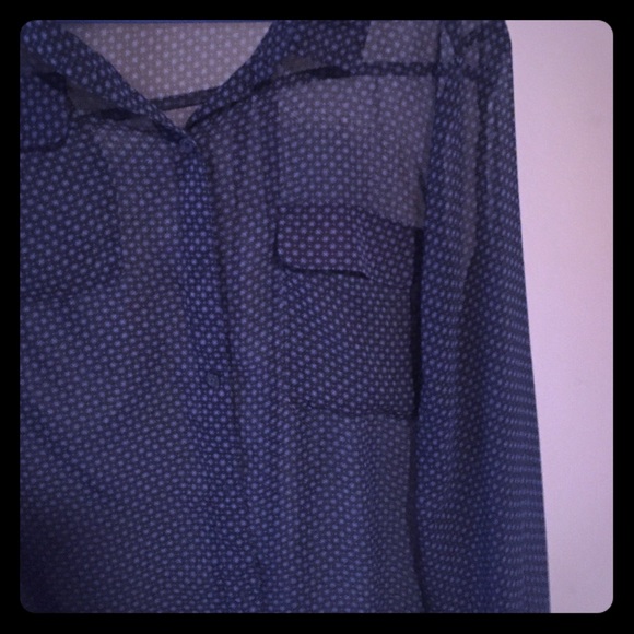 Navy blue blouse with pretty blue print