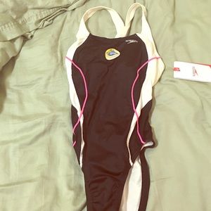Competitive swimsuit black white & pink