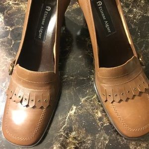 ETIENNE AIGNER STUDIO BROWN LEATHER PUMPS  9.5M