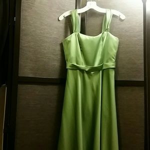 David's Bridal Satin Wide Strap Tea Length Dress