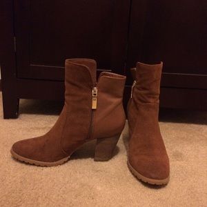 Tahari cognac booties