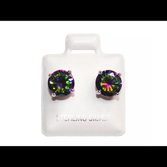 .925 Sterling silver Mystic Topaz  CZ Earring