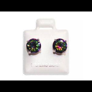 .925 Sterling silver Mystic Topaz  CZ Earring