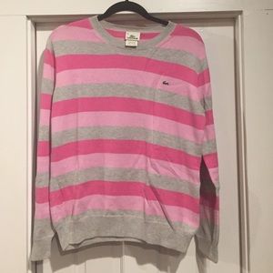 Lacoste cotton stripe crew neck sweater sz L