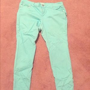 Mint green skinny jean size 16