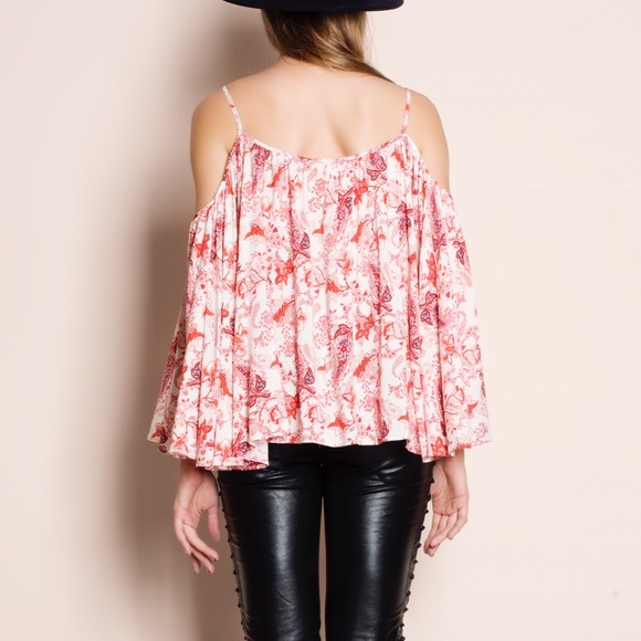 "Evening Star" Off Shoulder Printed Peasant Top - Picture 3 of 4