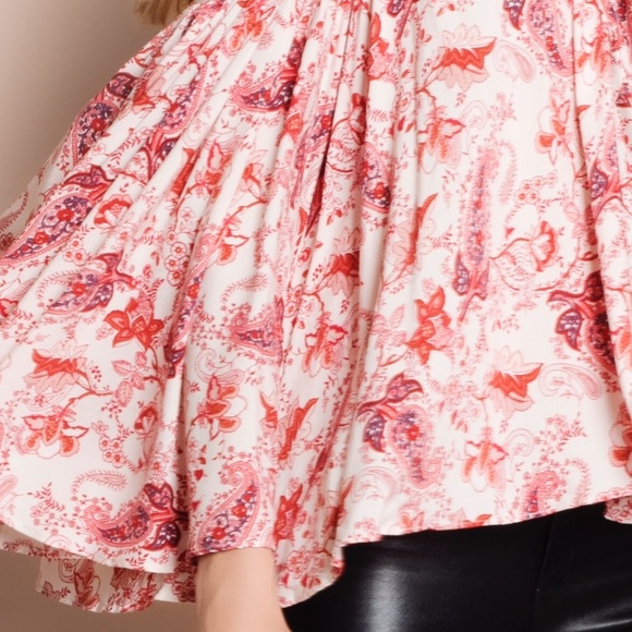 "Evening Star" Off Shoulder Printed Peasant Top - Picture 4 of 4