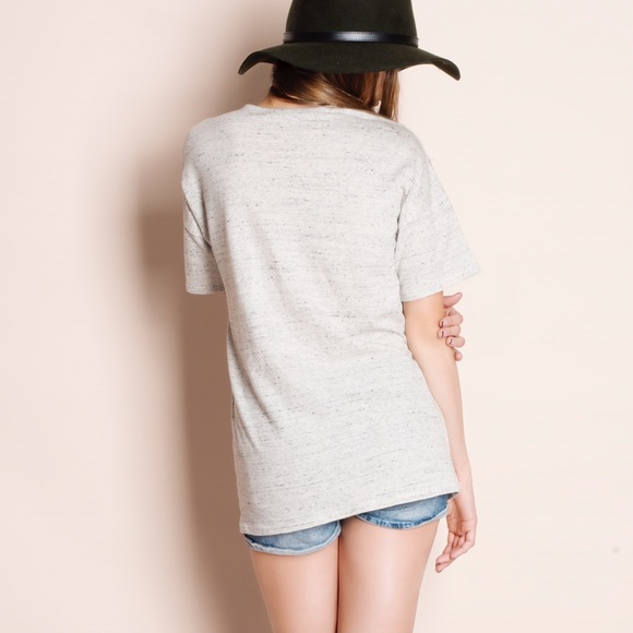 Lace Up Heather Grey Tee / Top - Picture 2 of 2
