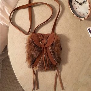 Lucky Brand Faux Fur over the shoulder purse