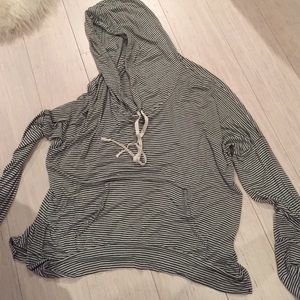 Brandy Melville black and white striped hoodie