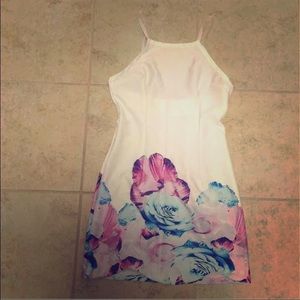White halter floral dress