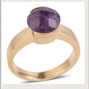 Amethyst Ring in 14KYG Overlay Sterling Silver