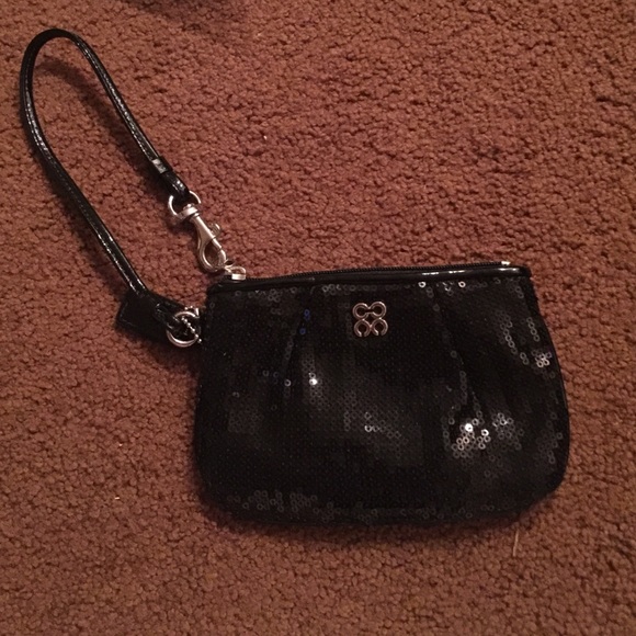 COACH black sequin wristlet