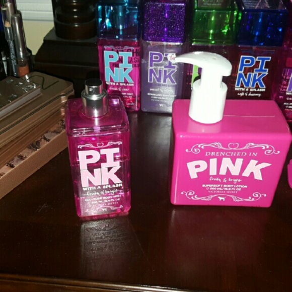 Pink lotion and spray fruity and bright