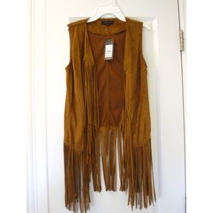 Suede fringe vest