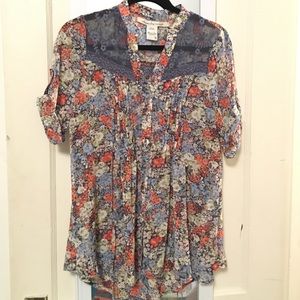 American Rag! Festival Chic, floral sheer top
