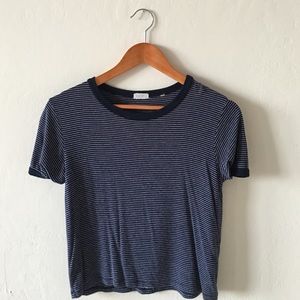 Brandy Melville Navy & White Striped Crop Tee