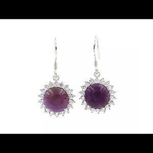 .925 Sterling Silver Amethyst CZ earring