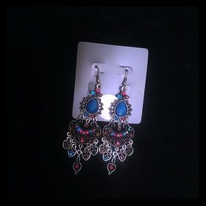 Silver multicolor hanging earrings