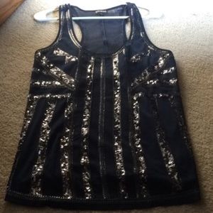 Navy blue sequined top