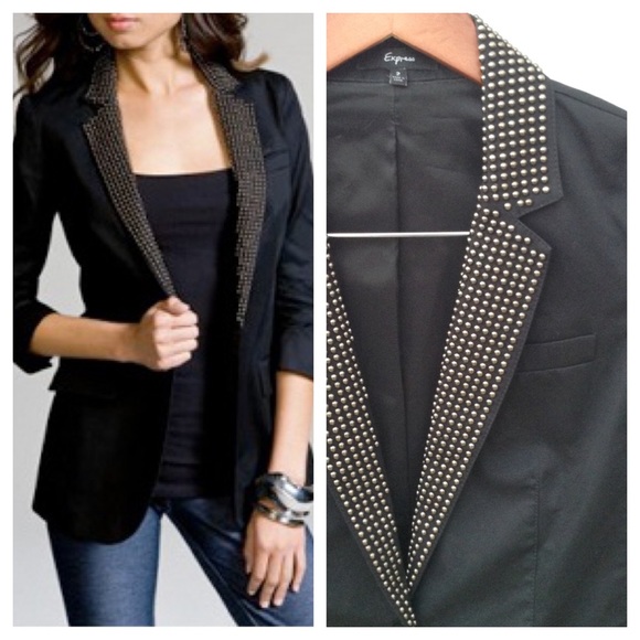 Express Jackets & Blazers - Express Black Studded Boyfriend Blazer