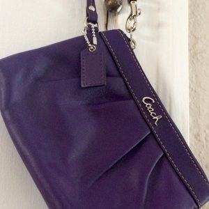 Super Cute Coach purple leather wristlet