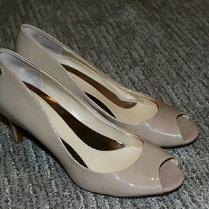 Calvin Klein peep toe nude heels