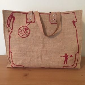 Burlap Hobo Tote Bag