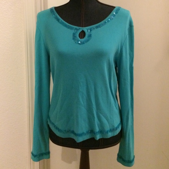 Spiegel Long Sleeve Turquoise Top