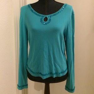 Spiegel Long Sleeve Turquoise Top