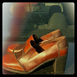 Brown Patchwork Pumps