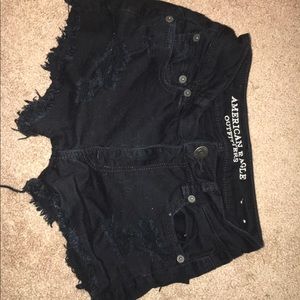 American Eagle black distressed jean shorts