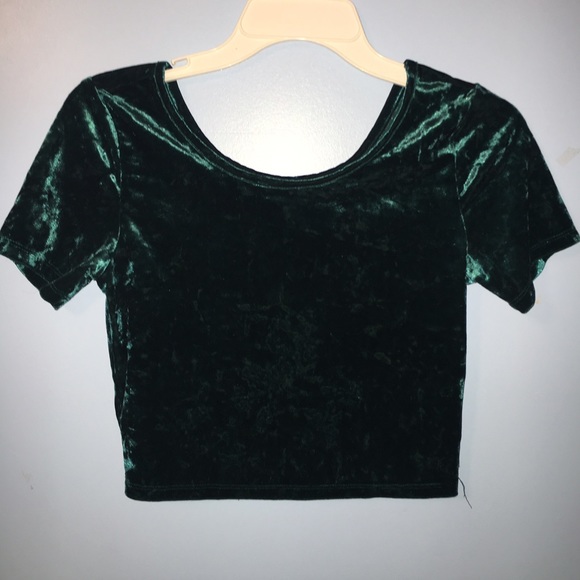 Green velvet crop top