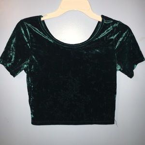 Green velvet crop top