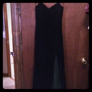 Green velvet formal dress