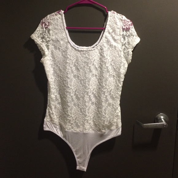 White lace body suit