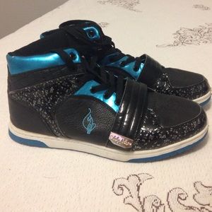 Blue & black high top sneakers