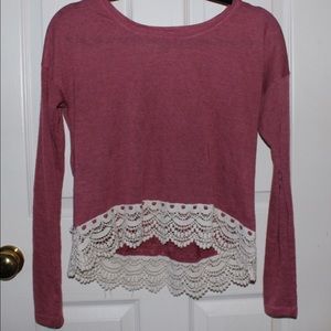 Cropped Forever 21 Lace Trim Top