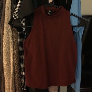 Maroon / Rust / Burgundy Mock Neck Crop Top