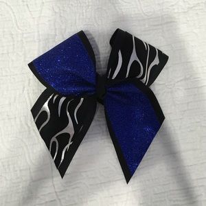 Blue and black cheer bow