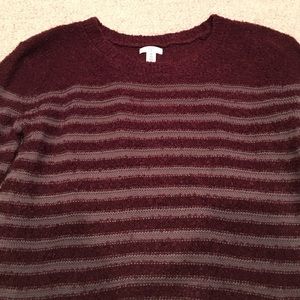 BP Striped Maroon and Gray Crop Top Sweater.