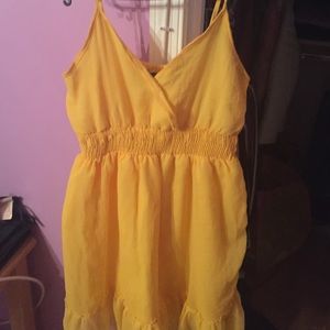 Spaghetti strap yellow dress