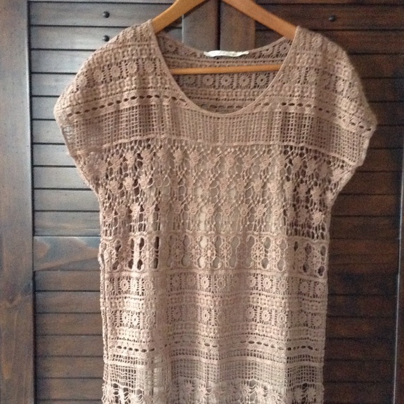NWOT brown crochet dress size S