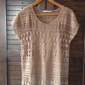 NWOT brown crochet dress size S
