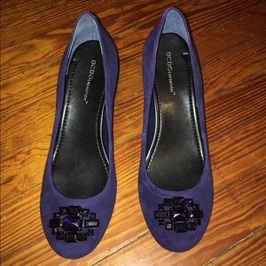 BCBGeneration - Navy, suede, close-toed wedges