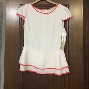 Gianni Bini Peplum Top- White with orange
