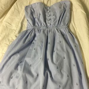 Strapless blue anchor dress