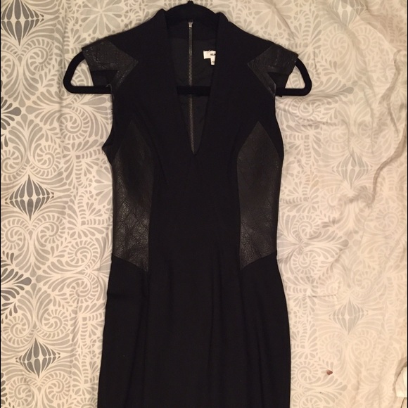 NWT Helmut Lang black dress with leather inserts 0 - Picture 2 of 10